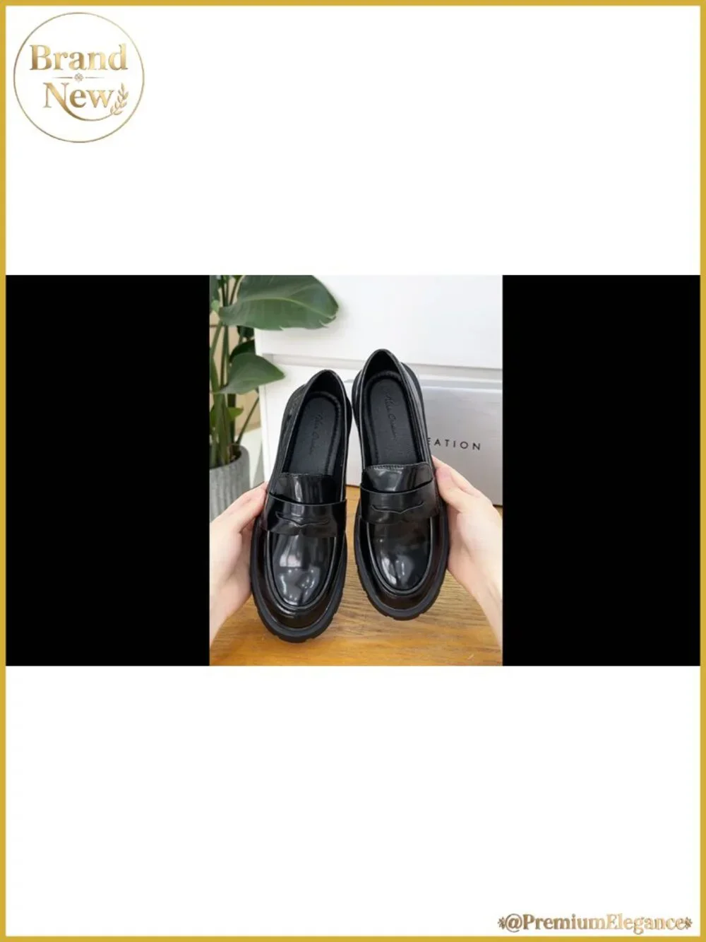 Chunky Platform Penny Loafers Patent PU Slip-On Work Office Shoes